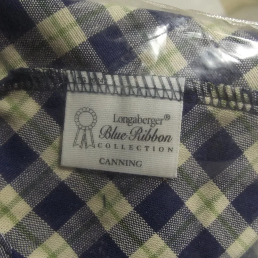 Longaberger Navy and Cream Plaid Fabric Basket Liner